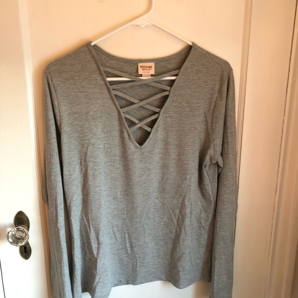 Gray lace up top